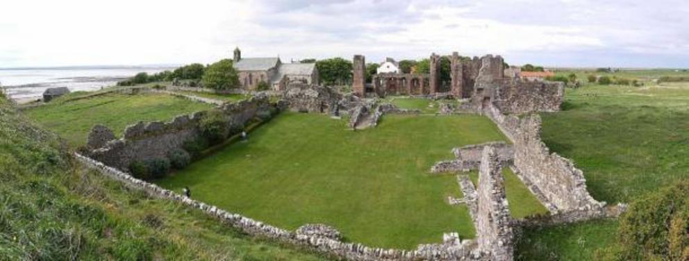 The Lindisfarne Priory viewed from above.